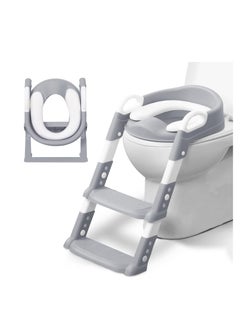 Buy Adjustable Potty Training Seat for Kids with Steps and Soft Cushion Anti-Slip Design for Safe Toilet Use in UAE