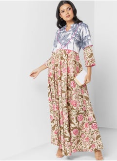 Buy Flared Sleeve Printed Jalabiya in UAE