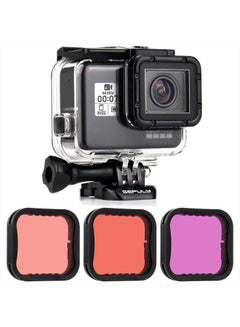 Buy Waterproof Housing Case with Dive Filter for GoPro Hero 7 Black, Hero 6 Black, Hero 5 Black, Hero (2018) Camera - 45 Meters Underwater Photography - with Red, Light Red and Magenta Filters in UAE