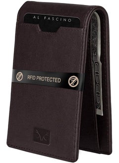 Buy Brown Minimalist Slim Leather Wallet/Purse for Men with RFID Protection in UAE