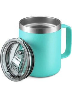 اشتري Coffee Mug, 12 Oz Stainless Steel Insulated Coffee Mug with Handle, Double Wall Vacuum Travel Mug, Tumbler Cup with Sliding Lid, for Hot and Cold Drinks Tea (Mint Green) في السعودية