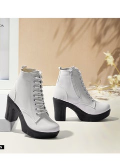 Buy Leather Boots 5 cm-White in Egypt