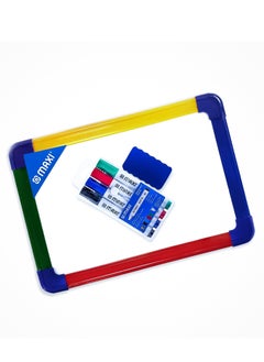 Buy Maxi 2 Sided dry wipe Whiteboard A4 20x30cm + 4pc whiteboard Colour Markers, Child Safe Non Toxic Inks+ 1pc dry wipe Eraser in UAE