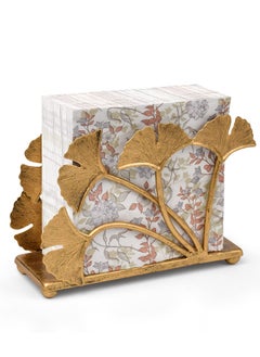 Buy Napkin Holder, Modern Napkin Holder with Gingo Leaf Design, 40pcs and for 5” Cocktail Paper Napkins, Kitchen Countertop, Dining Table Decor, Coffee Bar Table, Party Table, Brass Color in Saudi Arabia