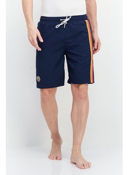 اشتري Men Brand Logo Drawstring Board Shorts, Navy Blue في الامارات