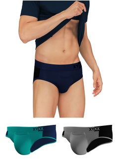 Buy Pack of 3 Dualist Intellisoft Micro Modal Colorblock Mens Brief in UAE