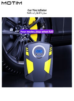 اشتري Tire Inflator Portable Air Compressor DC12V 3M Corded Air Pump with 100PSI Digital Tire Pressure LED Light 3 Nozzle Adaptors for Car Bike Ball في الامارات