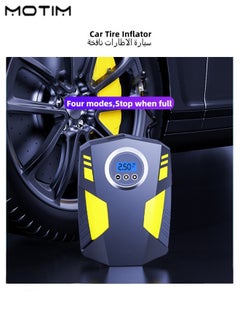 اشتري Tire Inflator Portable Air Compressor DC12V 3M Corded Air Pump with 100PSI Digital Tire Pressure LED Light 3 Nozzle Adaptors for Car Bike Ball في الامارات