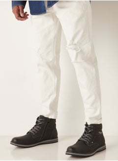 اشتري Men's Textured High Cut Boots With Zip Closure في الامارات