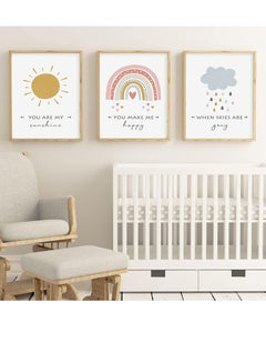 Buy Parenting Posters and Rainbow Wall Decor, Cartoon Sun Cloud Rainbow Nursery Decor Canvas Painting Wall Art Pictures Posters Prints Child Room Decorm, No Frame 3 Pieces (50X70cm) in Saudi Arabia