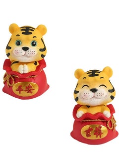 Buy 2pcs Chinese Zodiac Tiger Resin Collectible Figurines Table Decor Statue Chinese Lucky Bag Money Sack Decorations in UAE