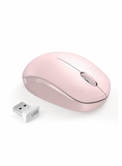 Buy Wireless Mouse, 2.4G Noiseless Mouse with USB Receiver - Portable Computer Mice for PC, Tablet, Laptop, Notebook Windows System Pink in UAE
