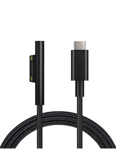 اشتري Nylon Braided Surface Connect to USB C Charging Cable, Compatible with Microsoft Pro 7/6/5/4/3 Go3/2/1 Laptop4/3/2/1, Must work 45W 15V3A USB-C Charger (Black, 6ft) في الامارات