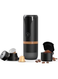 Buy Espresso Machine, Portable Espresso Machine 9 Bar Pressure, 2 in 1 Small Travel Coffee Maker, Compatible with Capsules and Ground Coffee, Great for Travel Camping Hiking Office Kitchen Black in Saudi Arabia