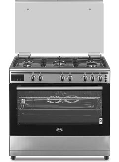 Buy Terim 90X60 cm Full Gas Cooking Range, 106 Liters Oven Capacity With Self Cleaning Function, Cast Iron Pan Support And Automatic Ignition  Digital Timer Stainless Steel Tergc96St in UAE