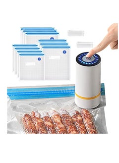 اشتري Portable Vacuum Sealer Set, Food Vacuum Sealer Machine Rechargeable Handheld Vacuum Sealer for Food with 10 Reusable Bags for Food Storage Cooking في الامارات