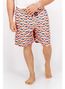 Buy Men Allover Print Swimwear Short, Peach Combo in UAE