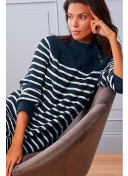 اشتري Women Stripe Knit Sweater Dress, Navy/White في الامارات