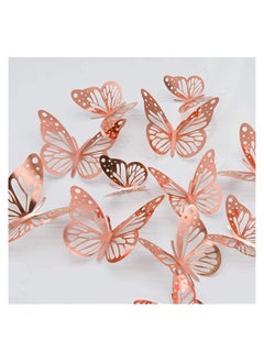 Buy 3D Butterfly Wall Stickers, 48 Pcs Rose Gold Butterfly Wall Decals Decorations Stickers with 4 Patterns Butterflies Rose Gold Party Decoration for Home Nursery Classroom Kids Bedroom Decor in UAE