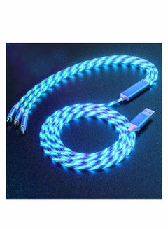 Buy Multi USB Cable 3 in 1, Blue Led Flowing Charging Cable Shining, Glow in The Dark USB Car Charger Cable, Visible Light Up Led Charger, for iOS Phone Android USB Type C Cable (1.2m) in Saudi Arabia