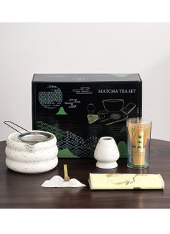 Buy 7Pcs Matcha Green Tea Whisk Set, Matcha Kit with Matcha Bowl (with Pouring Spout), Matcha Whisk, Whisk Holder, Strainer - Elegant Matcha Set for Gifting and Personal Use, Gift Box Packaging in Saudi Arabia