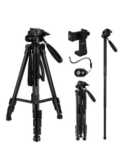 Buy Andoer TTT-003 2-in-1 Photography Tripod Monopod Stand Aluminium Alloy 3-Way Swivel Pan Head 163cm Max. Height 5kg Load Capacity with Phone Clip Carry Bag for Smartphones DSLR   Cameras Camcorders in Saudi Arabia