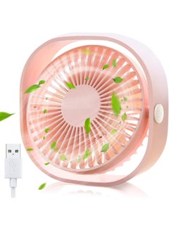 Buy Small Personal USB Desktop Fan, 3-Speed Portable Desktop Desktop Cooling Fan USB Powered, Powerful Wind, Quiet Operation for Home Office Car Outdoor Travel (Pink) in UAE