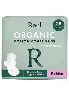 اشتري Pads for Women, Organic Cotton Cover - Period Pads with Wings, Feminine Care, Sanitary Napkins, Light Absorbency, Unscented, Ultra Thin (Petite, 28 Count) في الامارات