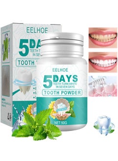 Buy 5 Days Teeth Whitening Powder, Tooth Whitening Effective Remover Stains From Coffee And Smoking, Organic Vegan Fluoride Free Remineralizing Tooth Cleaning Powder 50G in Saudi Arabia