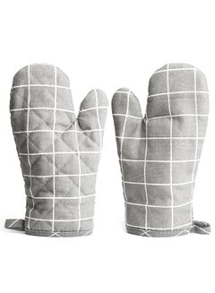 Buy Cotton Oven Mitts Pot Holders Heat Resistant Cooking Gloves (Grey) in UAE