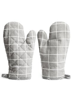 اشتري Cotton Oven Mitts Pot Holders Heat Resistant Cooking Gloves (Grey) في الامارات