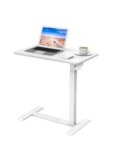 اشتري Medical Adjustable Overbed Bedside Table with Wheels Pneumatic Mobile Standing Desk Laptop Desk Rolling Computer Cart Movable Table Hospital Home Use(27.6" W x 15.7" D, ) في الامارات