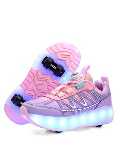 Buy Roller Skates 4 Wheels Shoes for Kids New Upgrade Skates Sneakers LED Light Up Rechargeable Sport Sneaker for Boys Girls Beginner More Balanced in Saudi Arabia