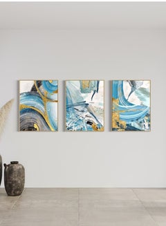 Buy Blue Gold Canvas Framed Wall Art in UAE