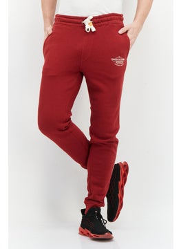 اشتري Men Drawstring Brand Logo Sweatpants, Red في الامارات