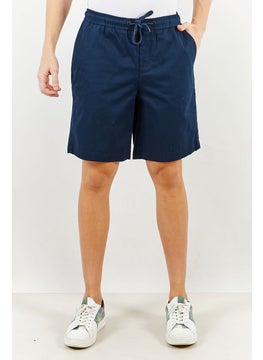 Buy Men Regular Fit Drawstring Solid Short, Navy Blue in UAE