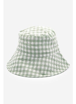 اشتري Women Checkered Bucket Hat, Green/White Combo في السعودية