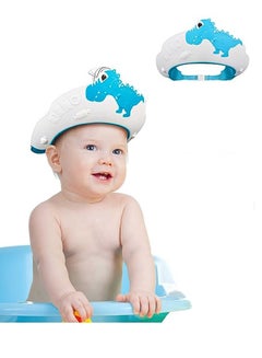 اشتري Baby Shower Cap, Lovely Dinosaur Shape Baby Bath Shampoo Visor Cap Hair Washing Shield, Adjustable Silicone Bath Hat for Kids في السعودية