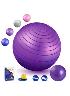 اشتري Yoga Fitness Pilates Ball with Quick Pump, Anti-Burst and Slip Resistant Workout Balance for Home Gym - Purple في الامارات