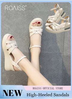 Buy Wedge Sandals for Women Comfortable Open Toe Sandals Casual Summer Buckle Open Toe Ankle Strap Platform Sandals Platform Wedge Heels Sandals Rubber Sole Shoes in UAE