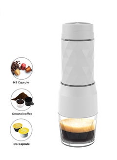 Buy 120 ML Mini Espresso Making Machine Compatible & Ground Coffee Manual Coffee Maker 18 Bar Pressure - White in Egypt