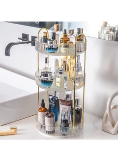 Buy Rotating Makeup Organizer for Vanity 3 Tier, High-Capacity Skincare Clear Make Up Storage Perfume Organizers Cosmetic Dresser Organizer Countertop 360 Spinning in UAE