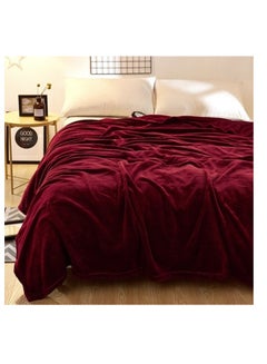 Buy Silky Plain Microfiber Bed Blanket Single Size Maroon in UAE