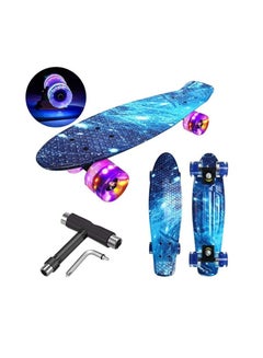 Buy Skateboard for Kids Ages 6-12, Longboard Skateboard 22" Mini Cruiser Skateboards with LED Wheels, Kids Skateboards for Beginners Girls Boys Teens Youths in UAE