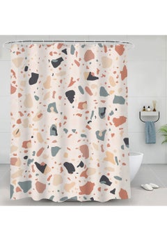 اشتري Shower Curtain Waterproof Heavy Weighted Hem Colorful Patterns Morandi( 180*180cm, with 12 Hooks) في الامارات