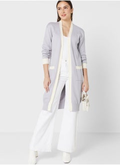 Buy Contrast Trim Longline Cardigan in Saudi Arabia