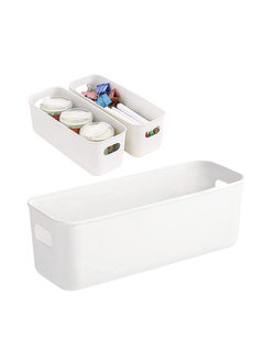 Buy Bathroom Storage Baskets, White Rectangle Bathroom Storage Box Kitchen Cupboard Organiser, Narrow Storage Box for Kitchen Home Bathroom Drawers(Set of 3) in Saudi Arabia