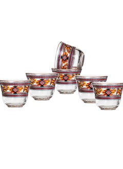 Buy 6 piece glass arabic coffee cups set multicolour in Saudi Arabia