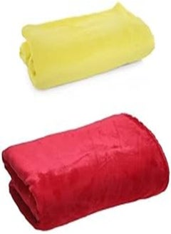 اشتري Mintra Microfiber Blanket, Super Soft, 100% Polyester (180 x 220 cm) - Yellow + Mintra Microfiber Blanket, Super Soft, 100% Polyester (180 x 220 cm) - Red في مصر