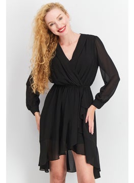 اشتري Women Plain Midi Casual Dress, Black في السعودية